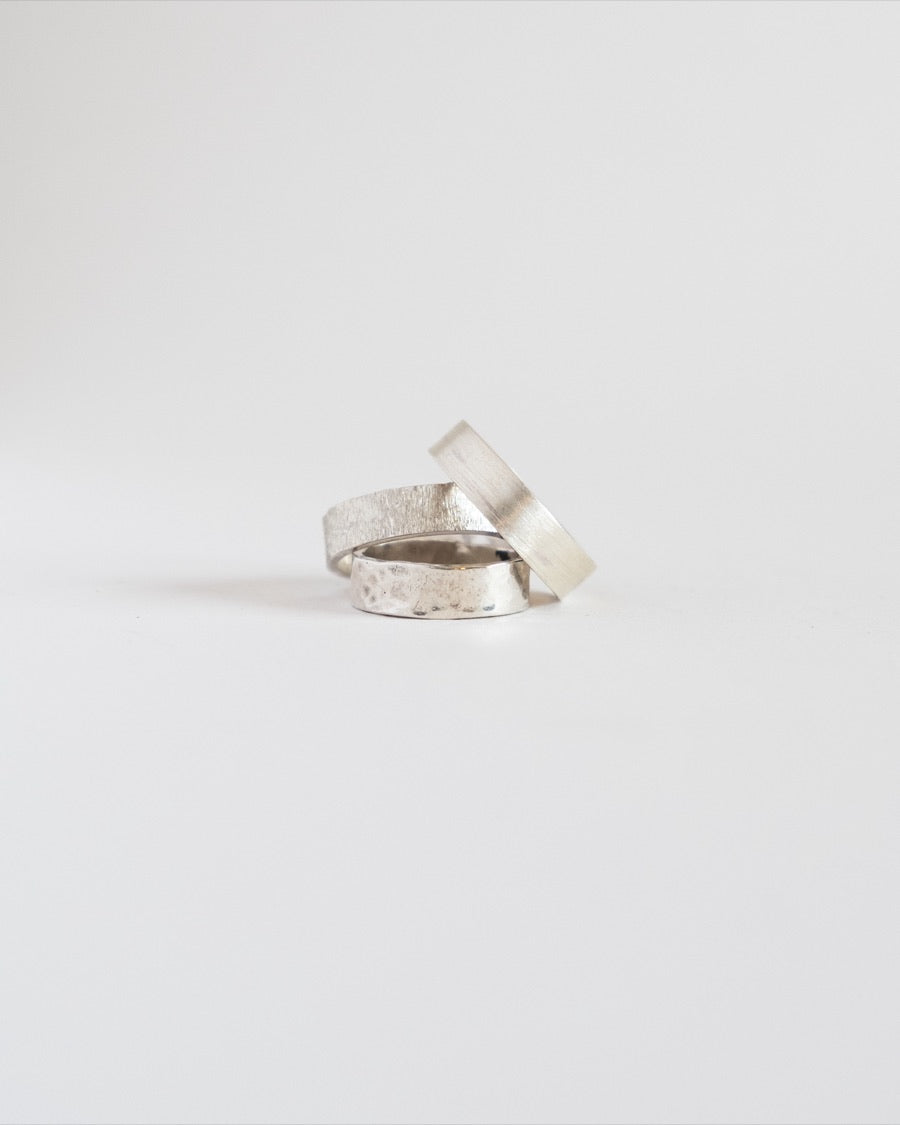 Textured Medium Square Silver Bands